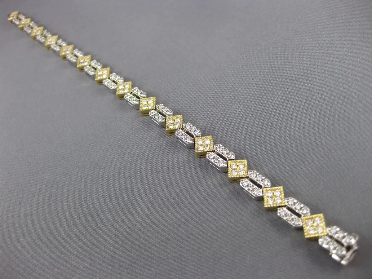 ANTIQUE 2.60CT DIAMOND 14KT TWO TONE GOLD FILIGREE SQUARE TENNIS BRACELET #11315