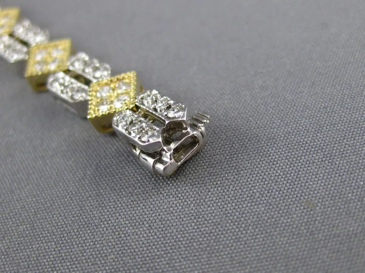 ANTIQUE 2.60CT DIAMOND 14KT TWO TONE GOLD FILIGREE SQUARE TENNIS BRACELET #11315