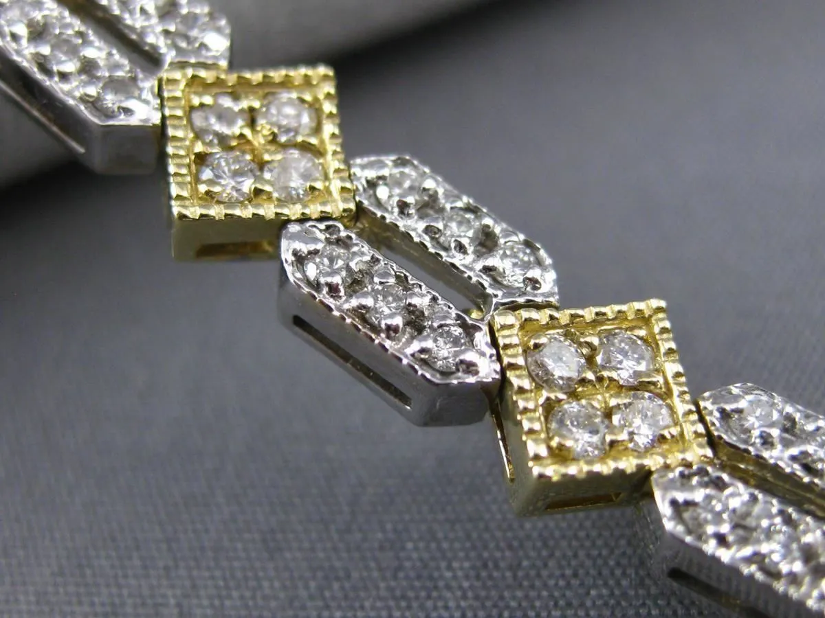 ANTIQUE 2.60CT DIAMOND 14KT TWO TONE GOLD FILIGREE SQUARE TENNIS BRACELET #11315