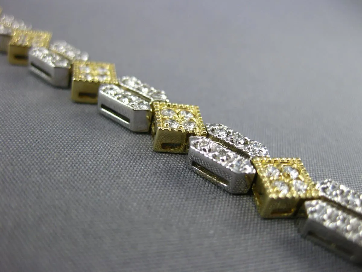 ANTIQUE 2.60CT DIAMOND 14KT TWO TONE GOLD FILIGREE SQUARE TENNIS BRACELET #11315