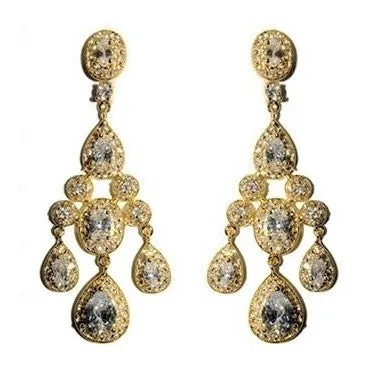 Armania Clear Chandelier Earrings | 18k Gold | 51mm