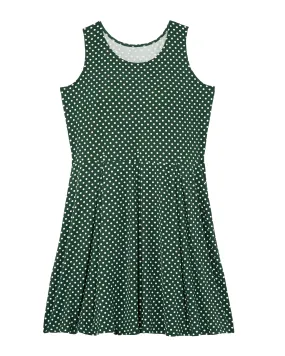 Aurora Sleeveless Fit and Flare Dress | Forest Green / White