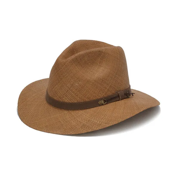 Austral Hats - Light Brown Panama Hat with Brown Leather Band