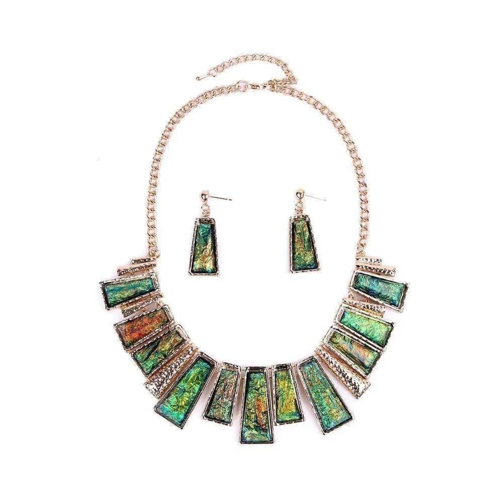 Aztec Empire Collar Necklace and Earrings Set