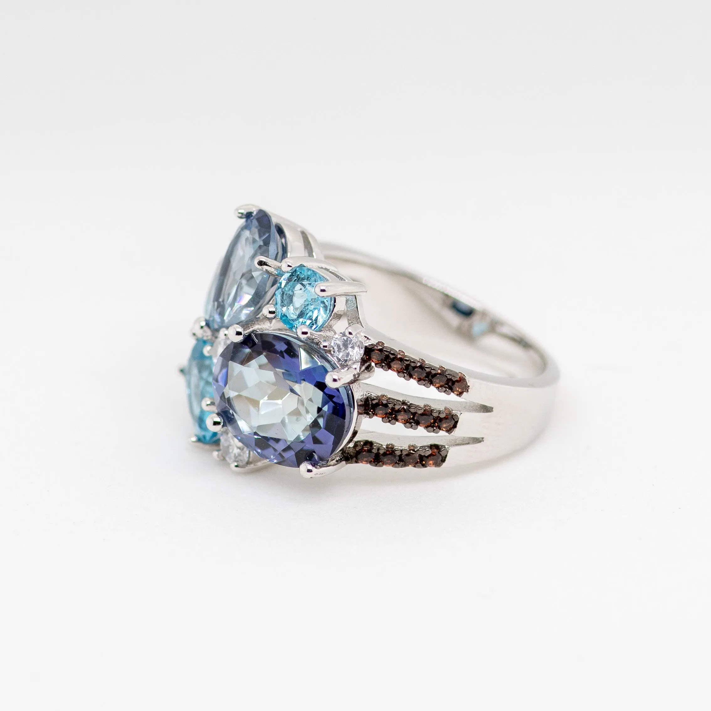 Azura Mystic Quartz Swiss Blue Topaz Ring in Sterling Silver