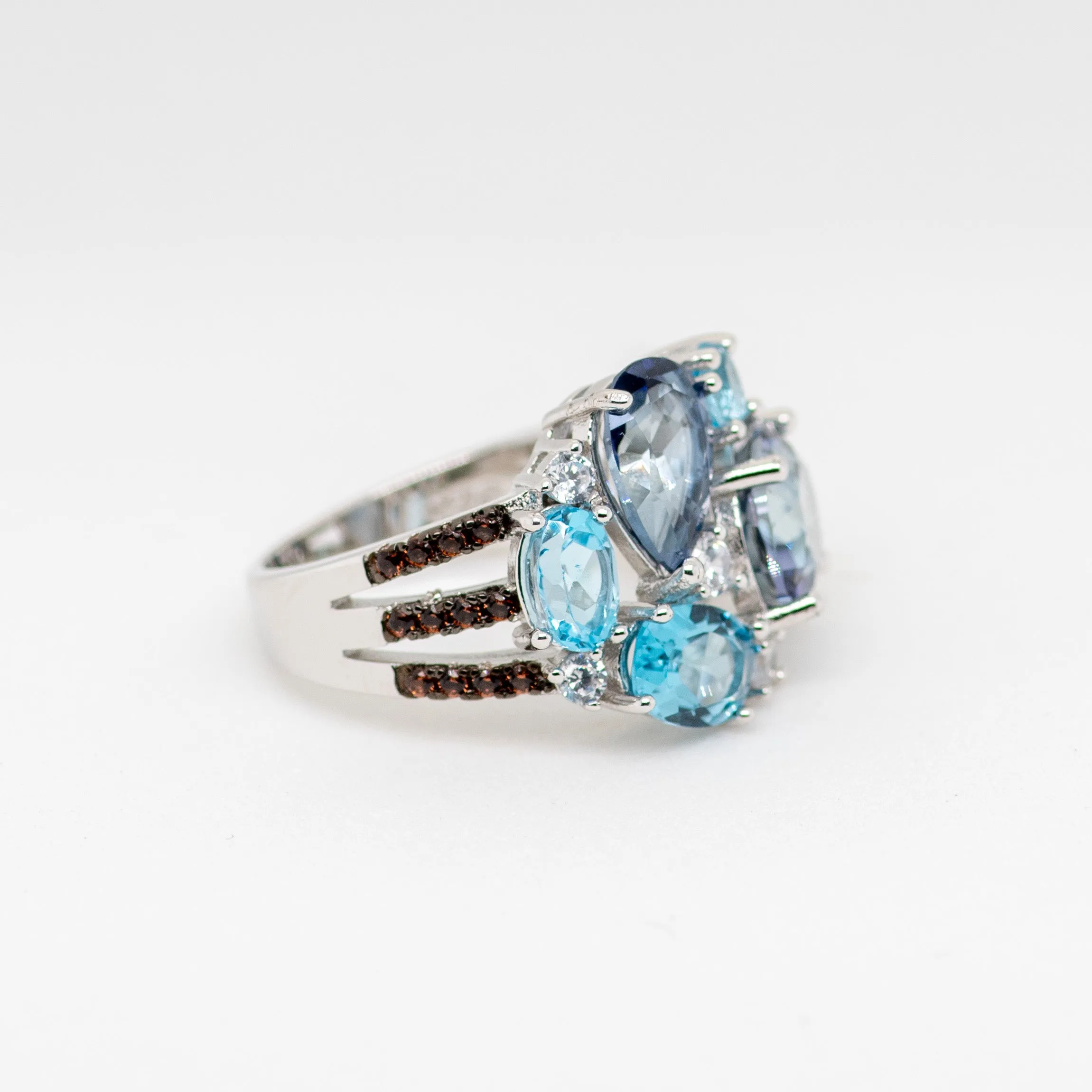 Azura Mystic Quartz Swiss Blue Topaz Ring in Sterling Silver