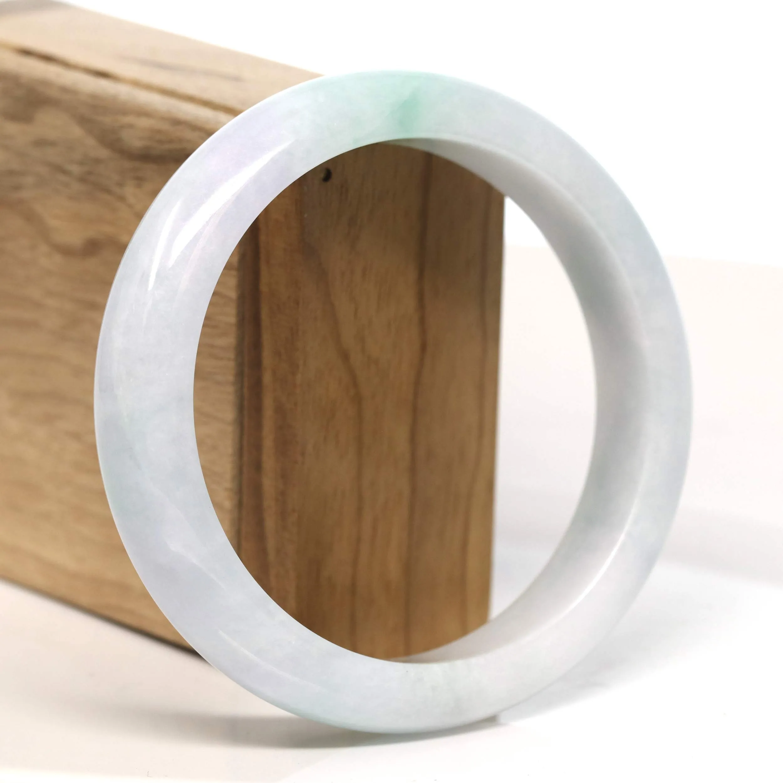 Baikalla "Half Round" Lavender Green Jadeite Jade Bangle Bracelet (61.9 mm) #T442