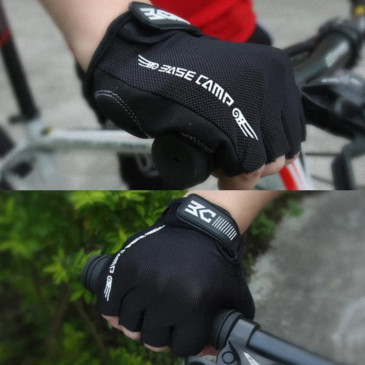 BaseCamp BC-204 Bicycle Half Finger Gloves Lycra Fabric Cycling Gloves, Size: L(Grey)