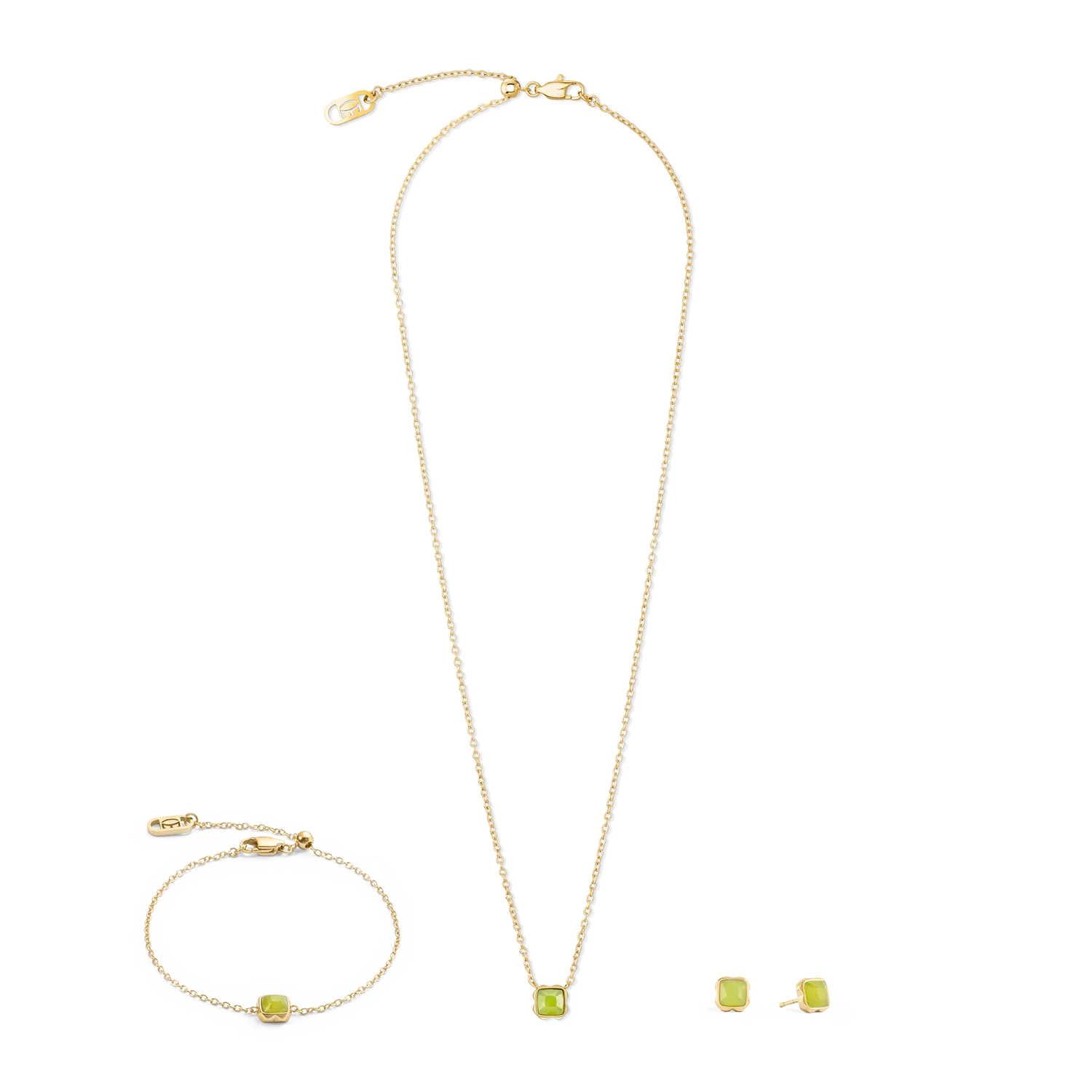 Birthstone August Necklace Green Jade Gold