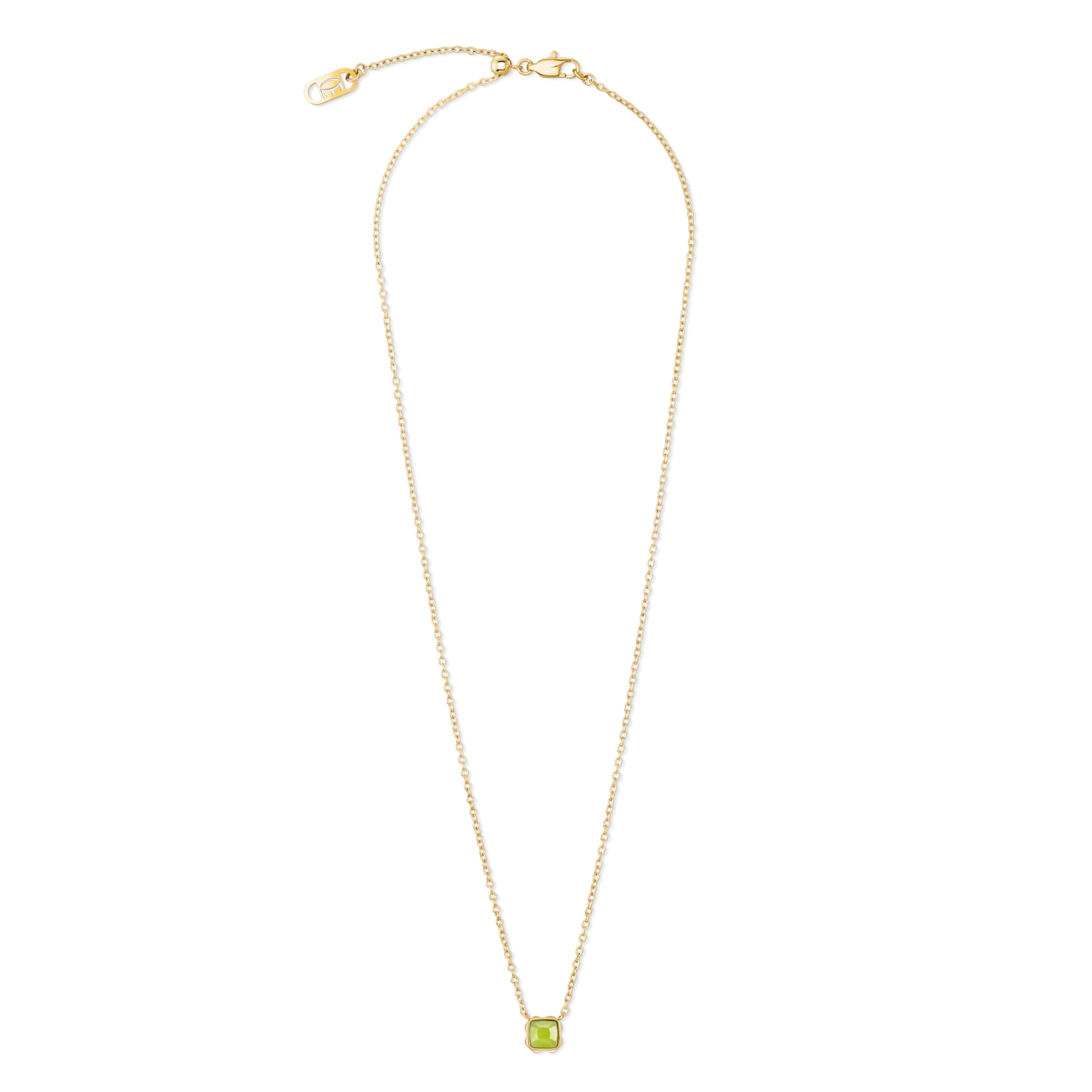 Birthstone August Necklace Green Jade Gold