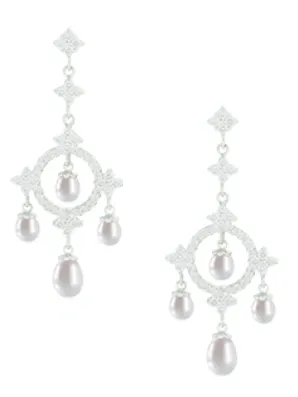 Blanche Freshwater Pearl and Crystal Chandelier Earrings