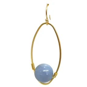 Blue Jade Gold Oval Gold Wrap Earrings