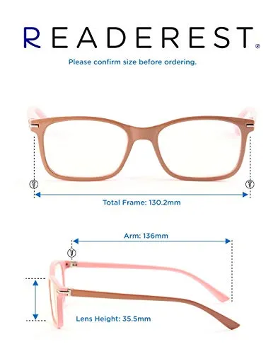 Blue-Light-Blocking-Reading-Glasses-Beige-Pink-3-75-Magnification-Computer-Glasses