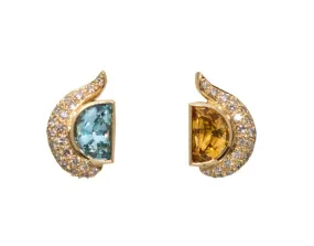 Blue Topaz & Citrine Diamond Earrings