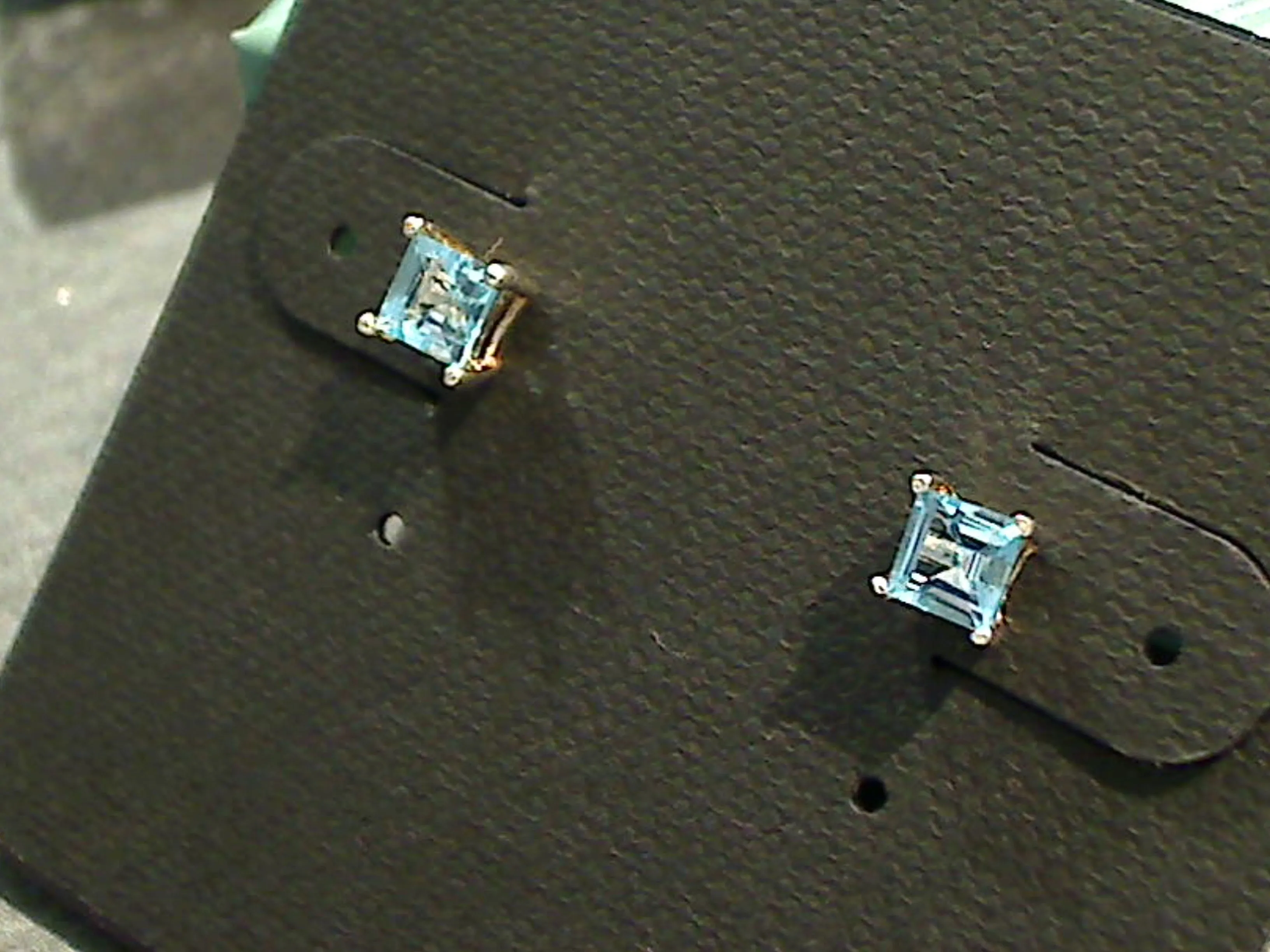 Blue Topaz, Sterling 4mm Small Square Stud Earrings