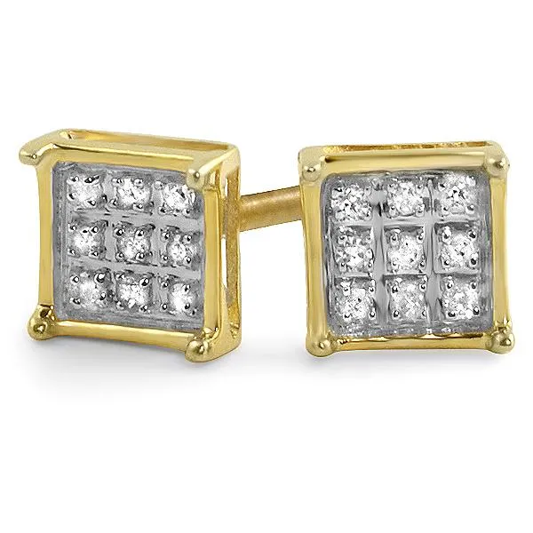 Box Diamond Earrings in .925 Sterling Silver | 4 Sizes | 2 Colors