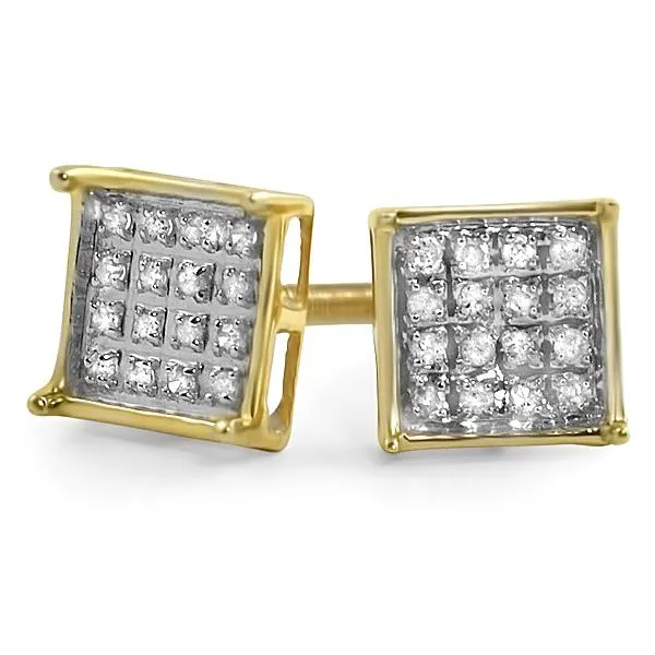 Box Diamond Earrings in .925 Sterling Silver | 4 Sizes | 2 Colors