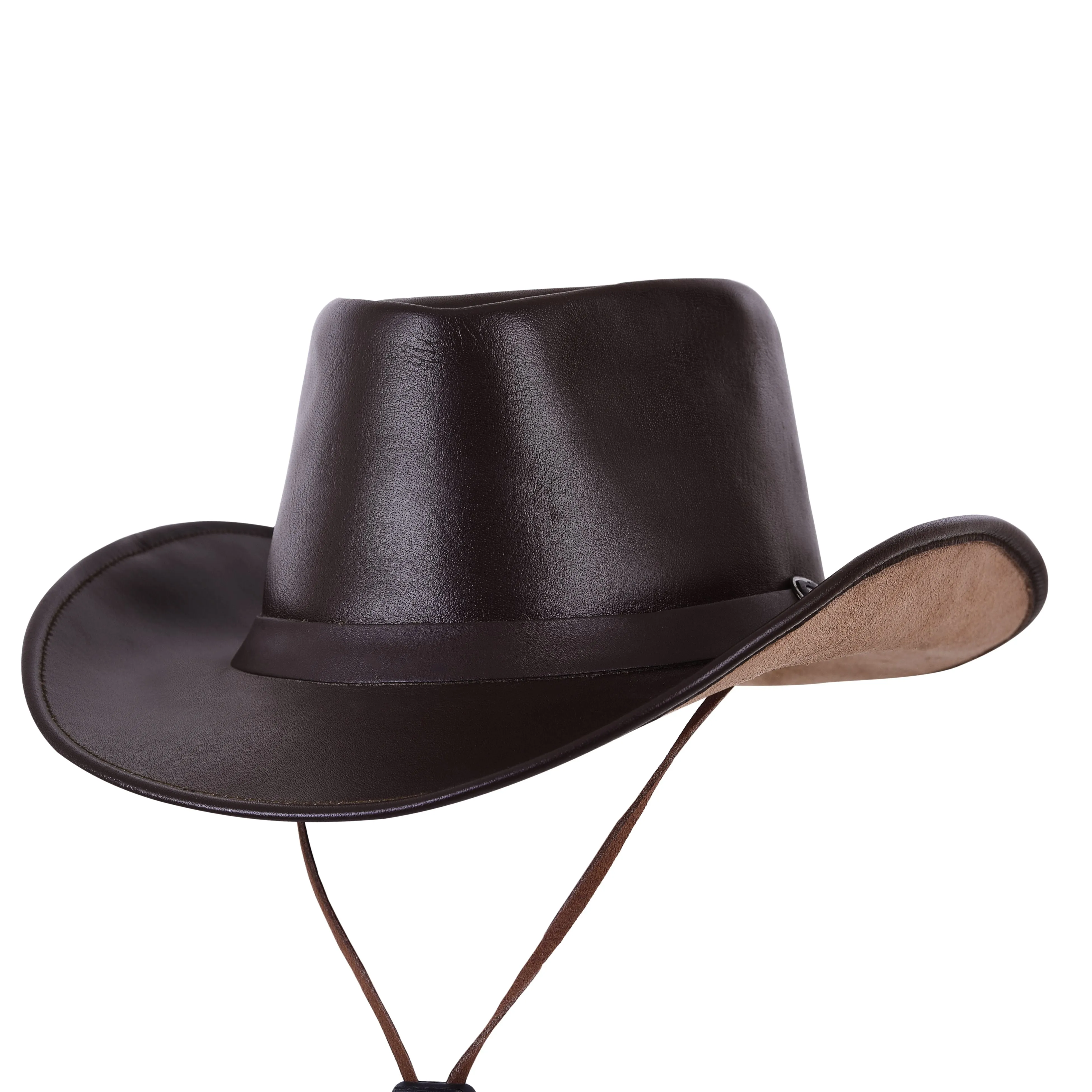 Brown Genuine Leather Cowboy Hat Western Style