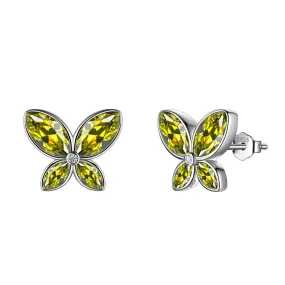 Butterfly Stud Earrings Birthstone August Peridot Women Girls Jewelry Birthday Gift