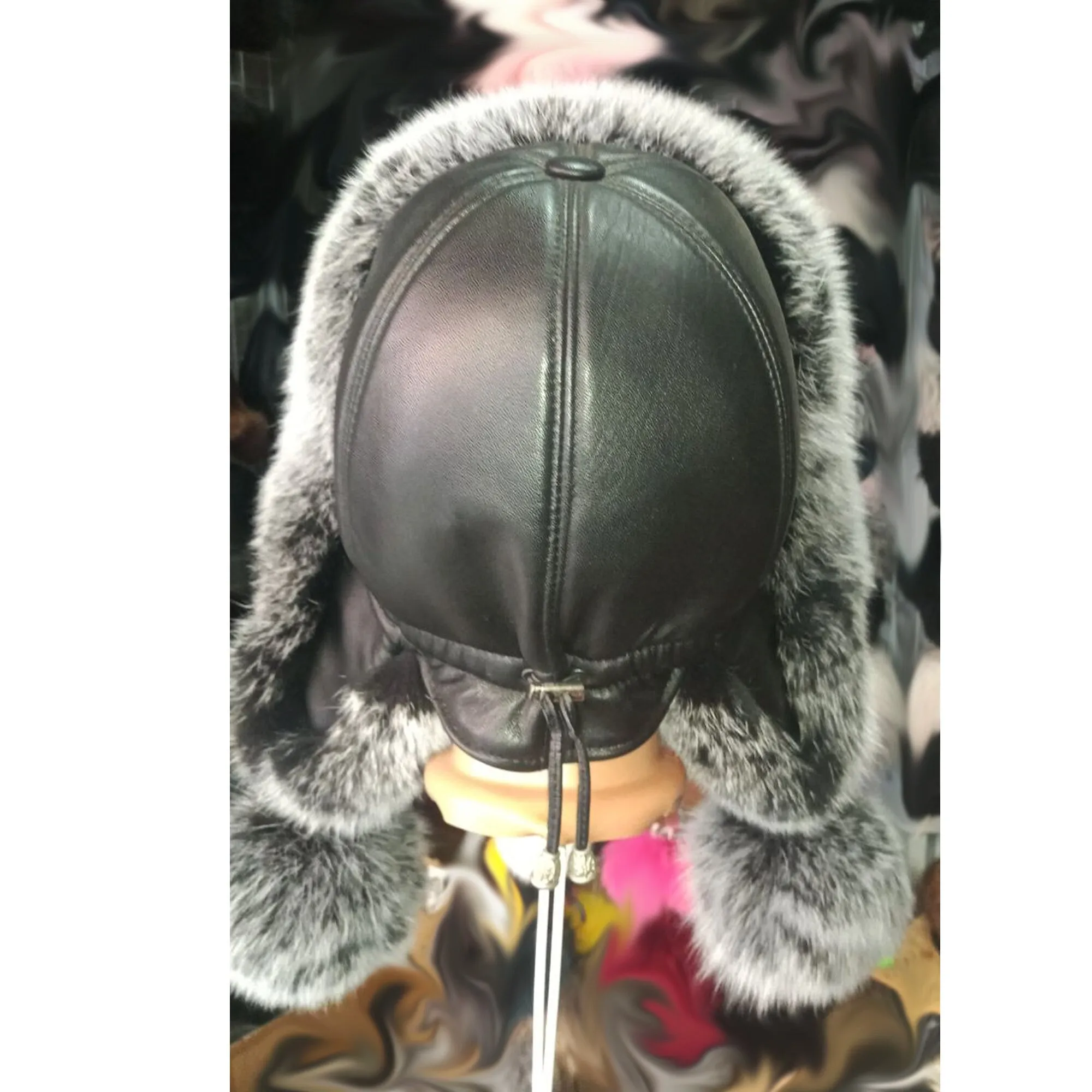 BY ORDER Women Fur Hat, Real Leather Fox Fur Hat, Aviator Hat, Ushanka, Russian Hat, Ski Hat, Leather Hat Ear Flaps, Girl Trapper Hat Gray