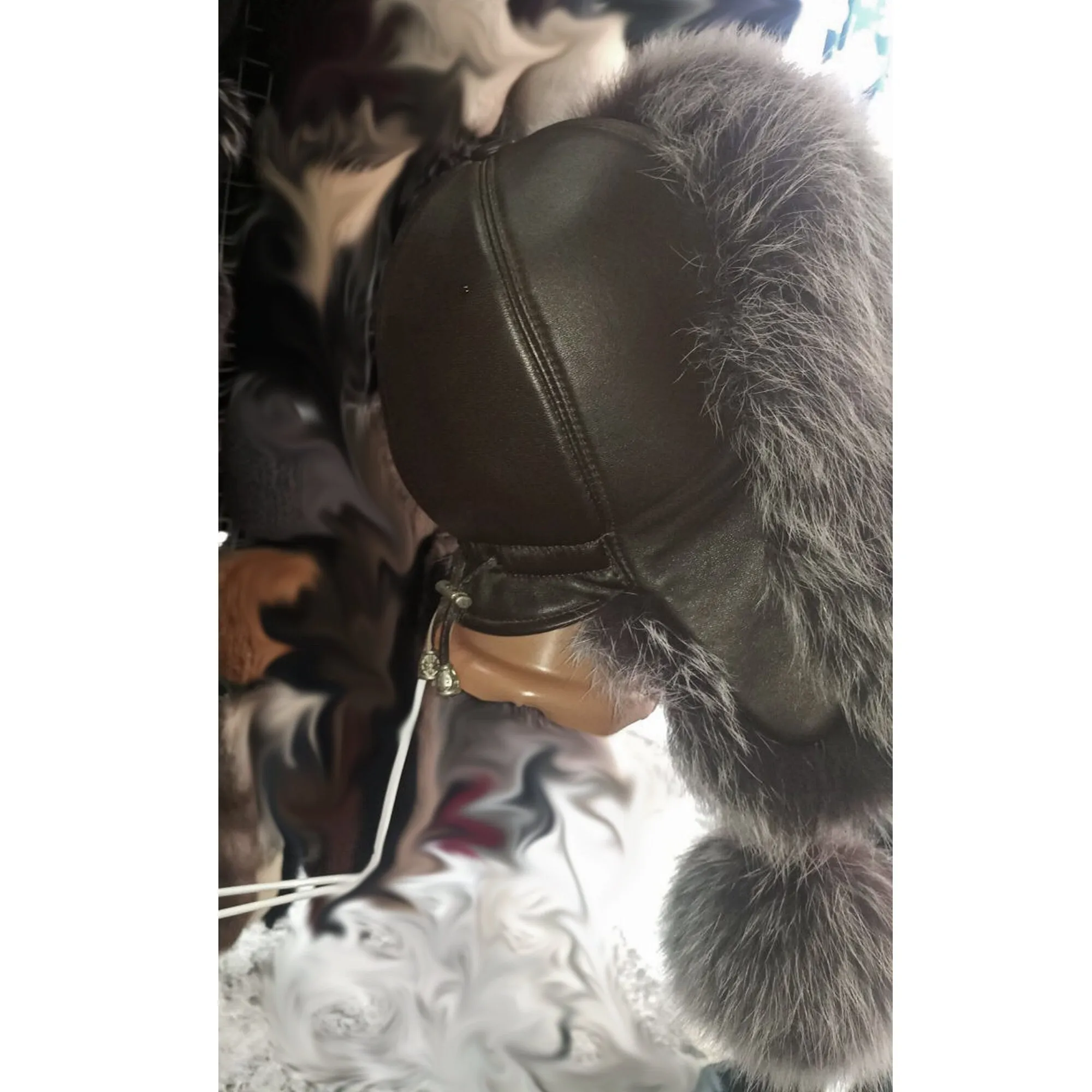 BY ORDER Women Fur Hat, Real Leather Fox Fur Hat, Aviator Hat, Ushanka, Russian Hat, Ski Hat, Leather Hat Ear Flaps, Girl Trapper Hat Gray