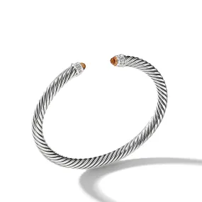 Cable Classics Bracelet in Sterling Silver with Citrine and Pavé Diamonds