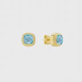 California Cushion Blue Topaz Stud Earrings