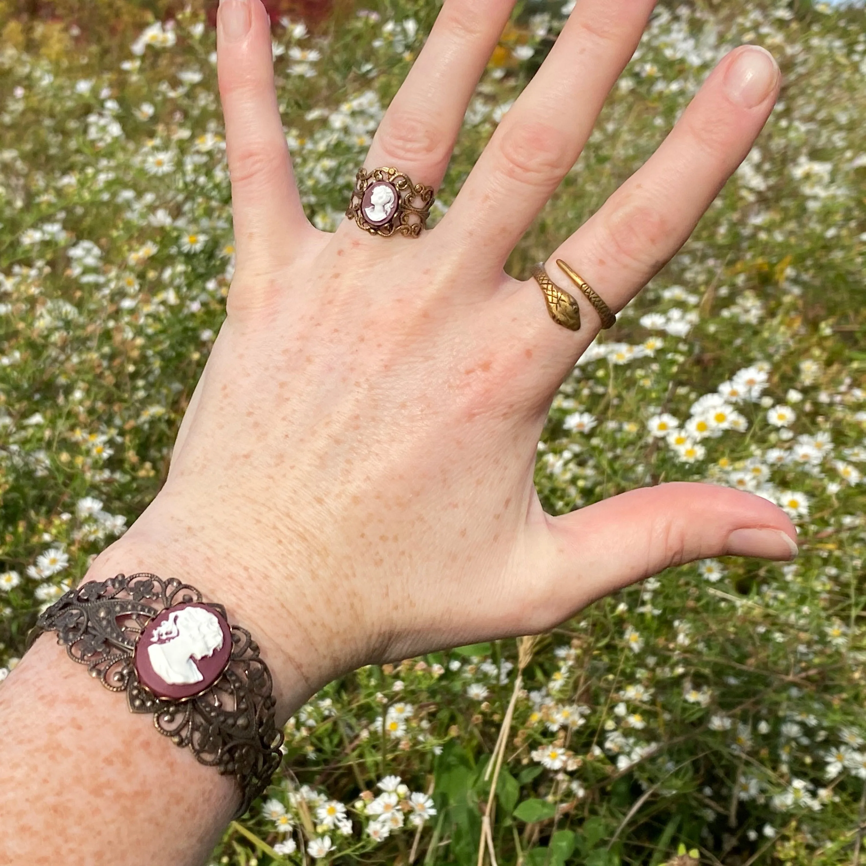 Cameo Lady Cuff Bracelet in Pink, Black, Purple, Blue, Green or Blue