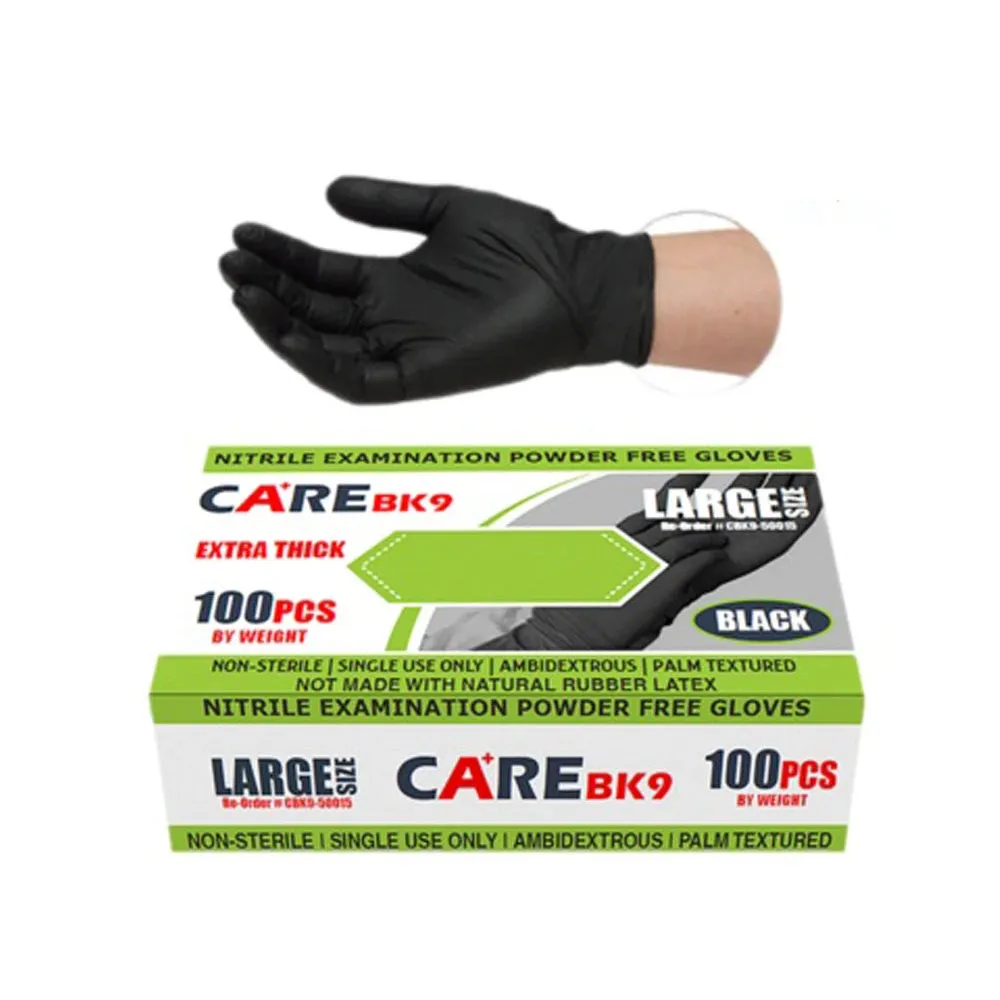 CARE BLACK 6-mil 9" Nitrile Powder-Free Examination Gloves-Box