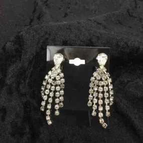 Carolee Silver/Rhinestone Metal Chandelier Clip on Earrings