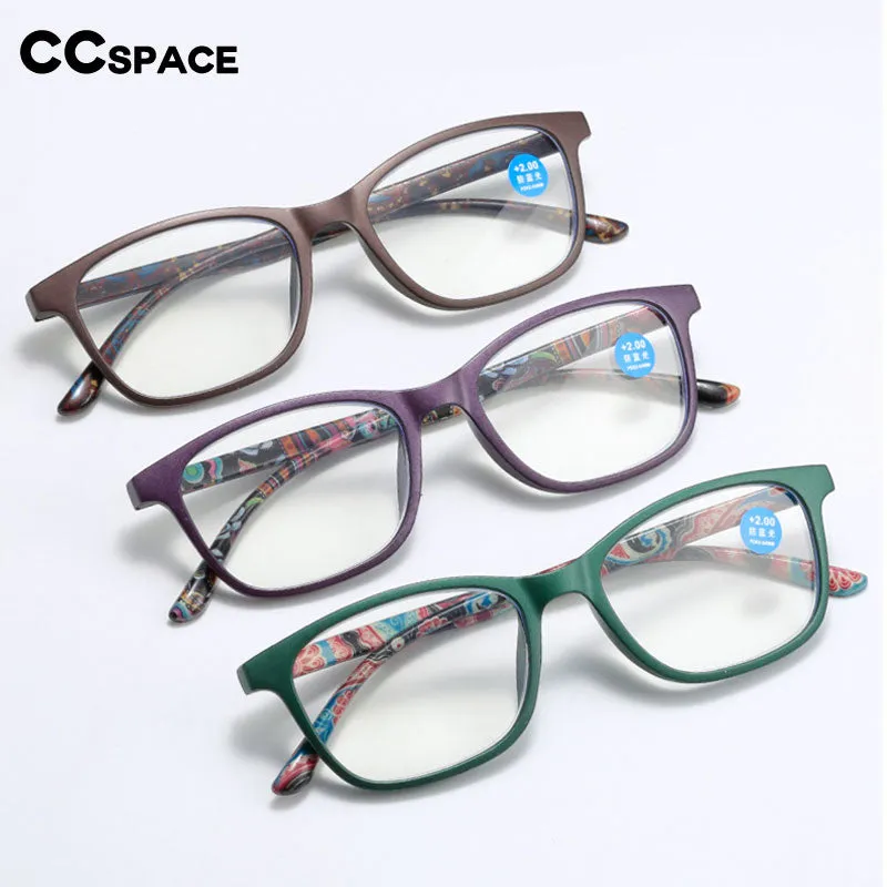 CCspace Women's Full Rim Square Acetate Hyperopic Reading Glasses 54559