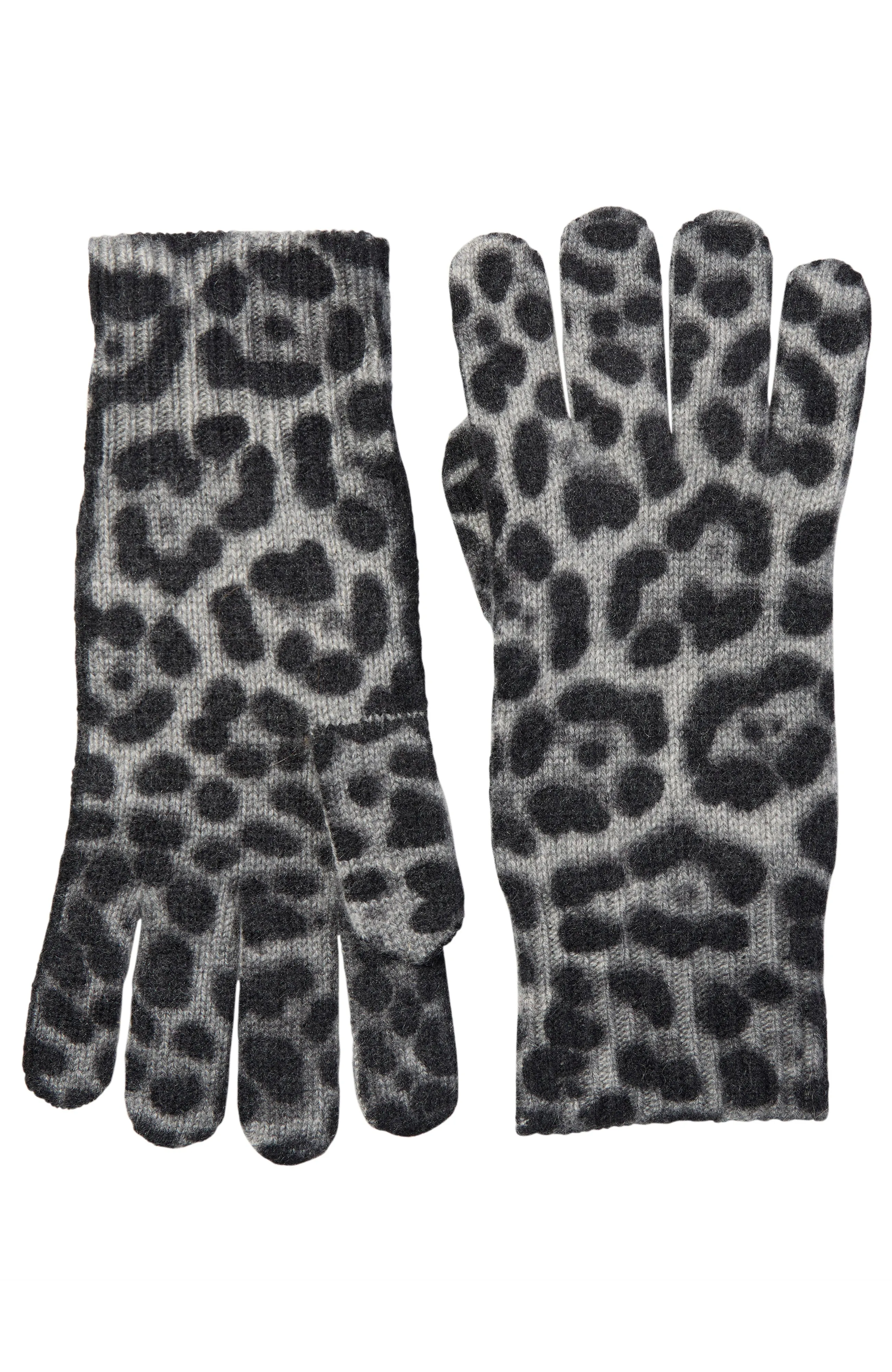 CHEETAH PRINT CASHMERE GLOVES WITH TOUCH TECH