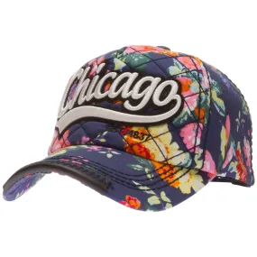 Chicago Navy Floral Adjustable Hat