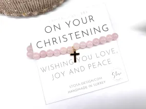 Christening Rose Quartz Bracelet