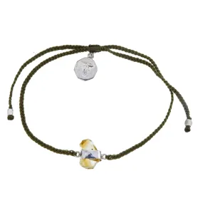 CITRINE CRYSTAL BRACELET - OLIVE GREEN - SILVER