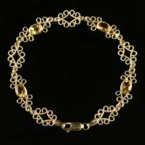 Citrine Filigree Gold Bracelet 9Ct Gold