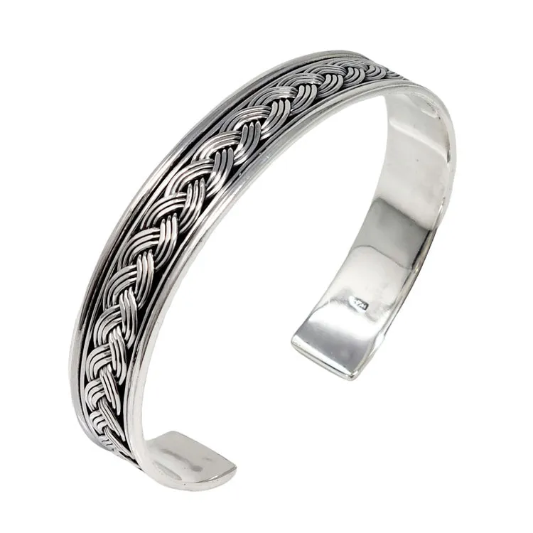 Clacsic 925 Sterling Silver Bangle for Men | Celtic Cuff Bangle Bracelet Jewelry For Men