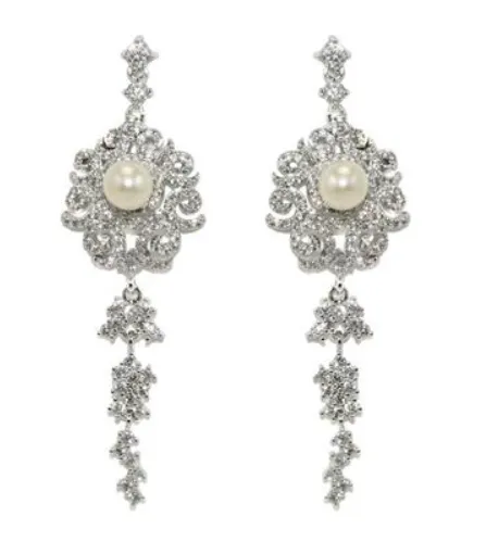 Claribelle Pearl and Pave' Crystal Statement Earring