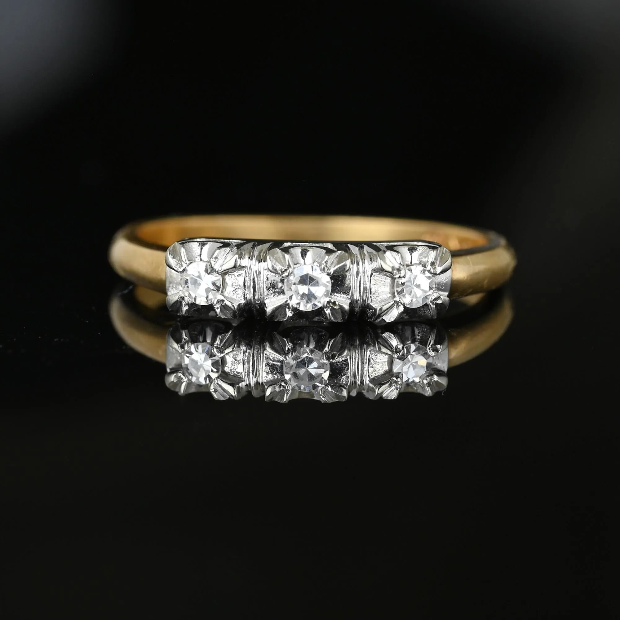 Classic 18K White Gold & 14K Yellow Gold Diamond Ring Band