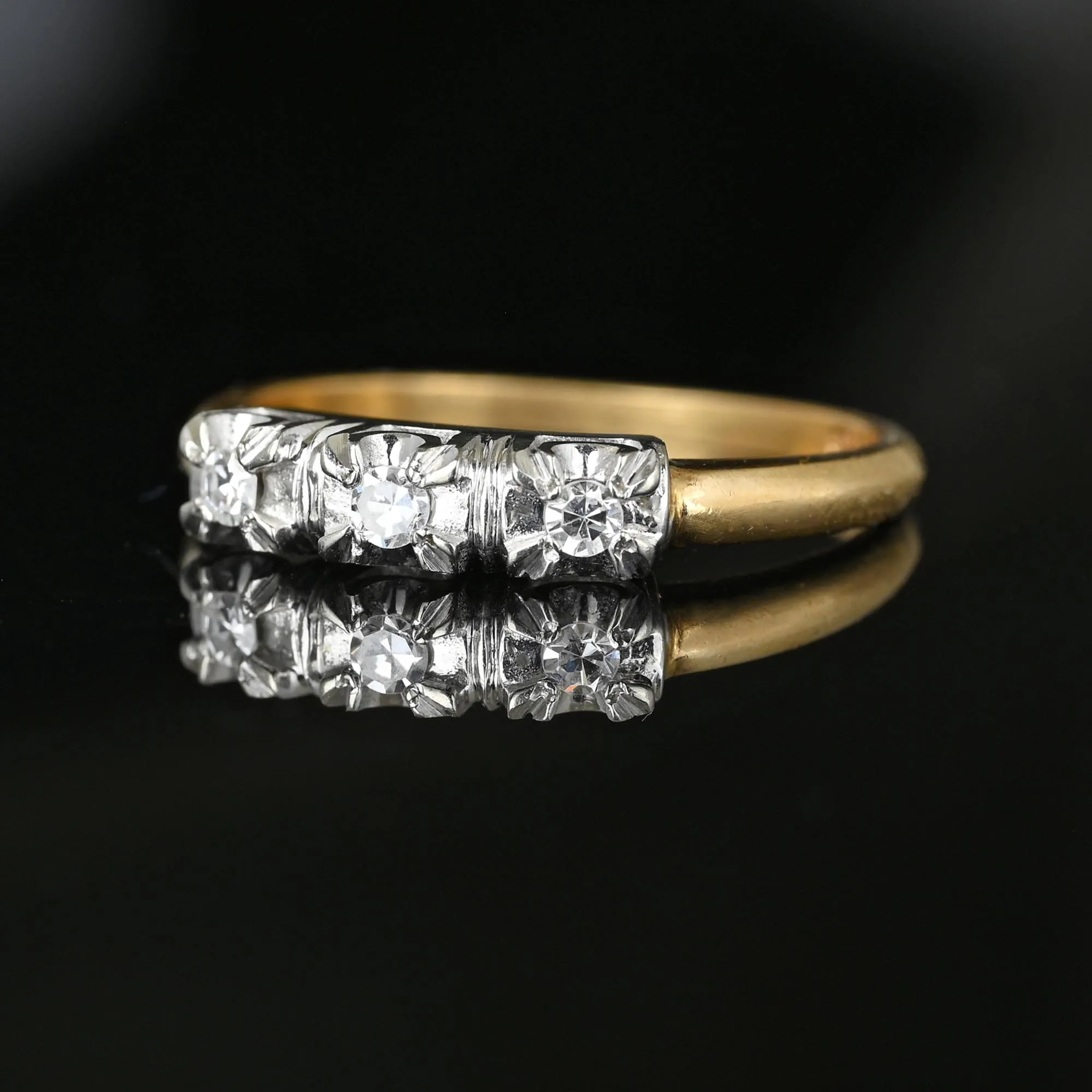 Classic 18K White Gold & 14K Yellow Gold Diamond Ring Band