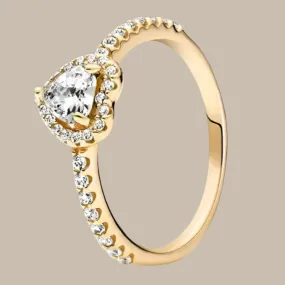 Classic Heart-shaped Gold Silver Ring