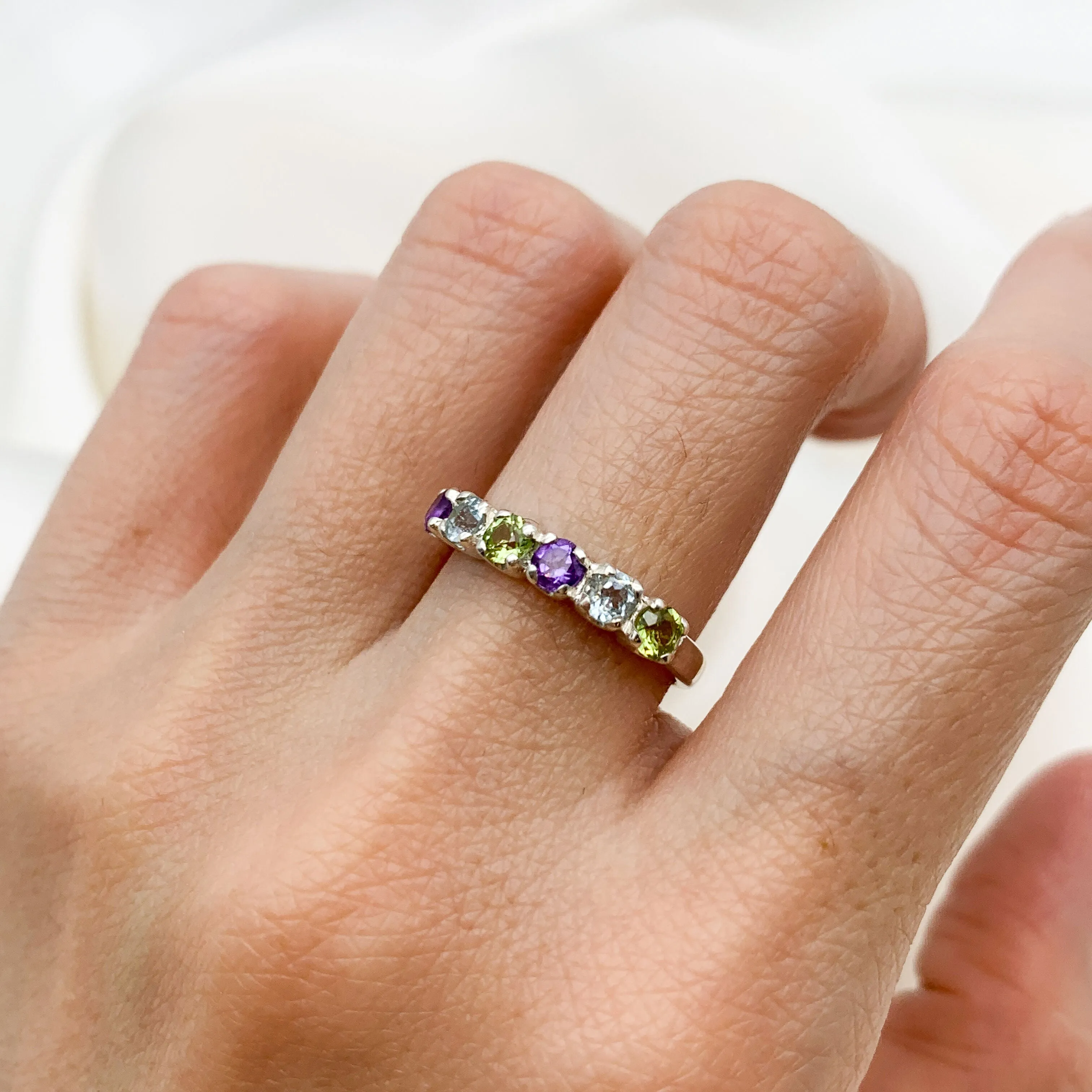 Colorful Stackable Band - Half Eternity Ring - Multistone Ring