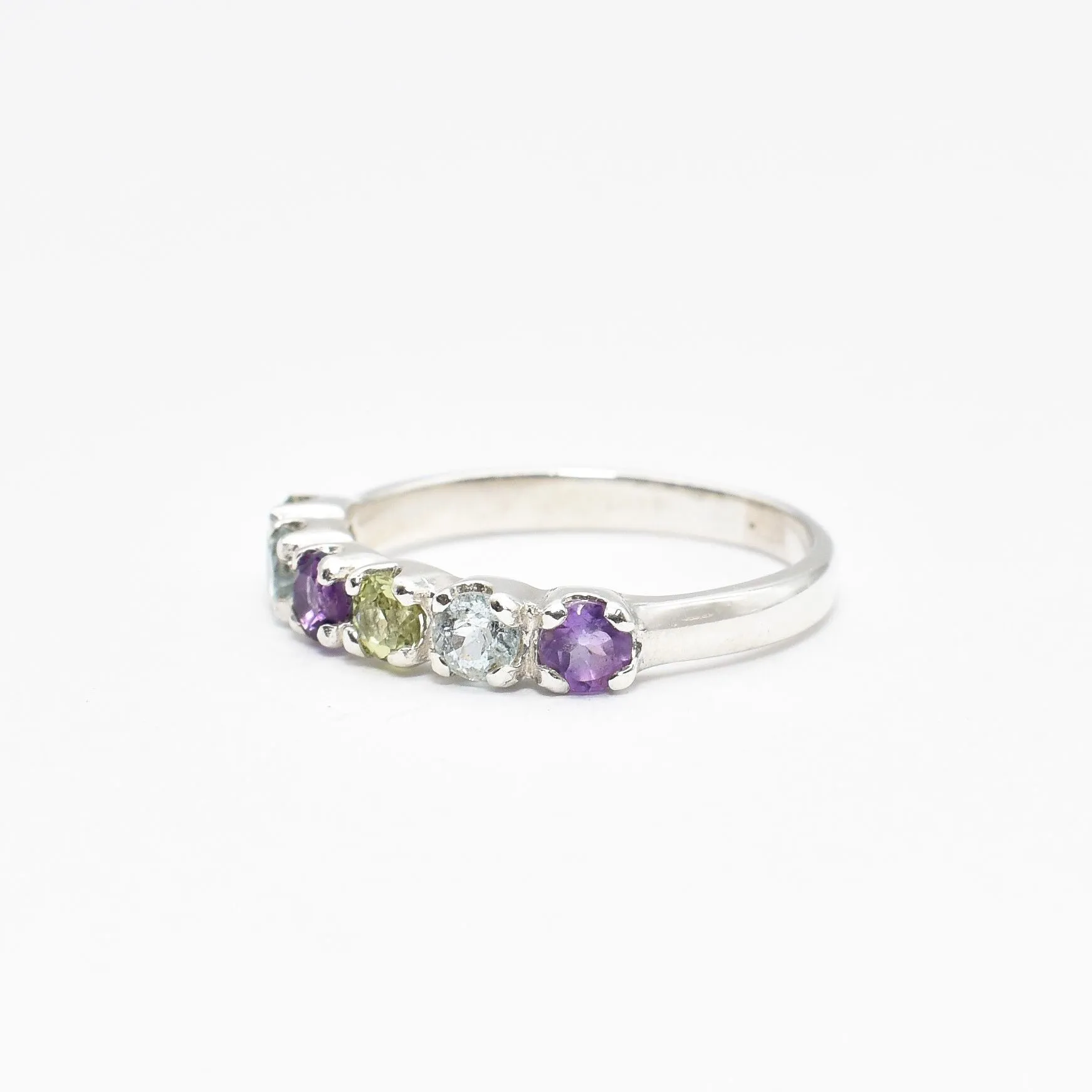 Colorful Stackable Band - Half Eternity Ring - Multistone Ring