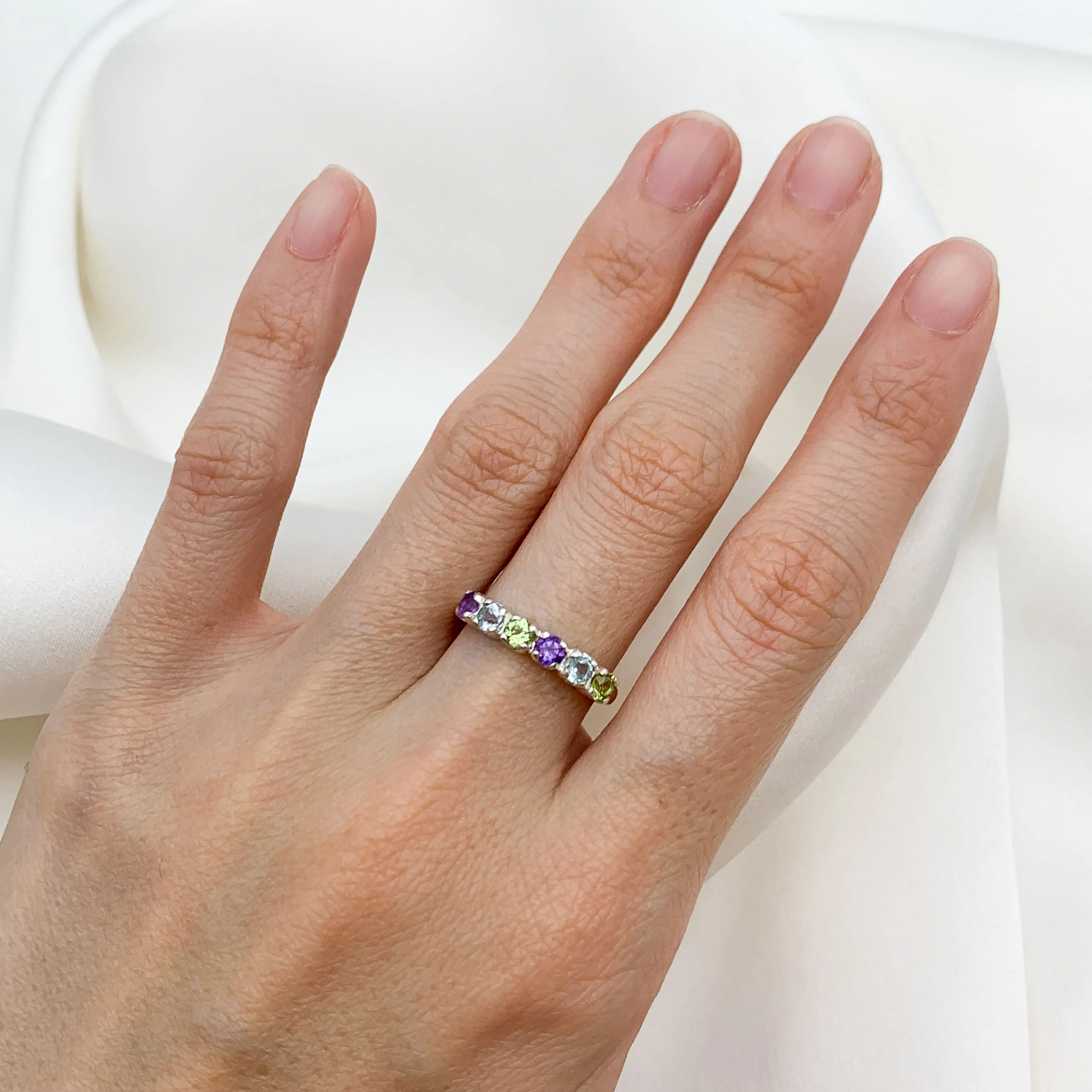 Colorful Stackable Band - Half Eternity Ring - Multistone Ring