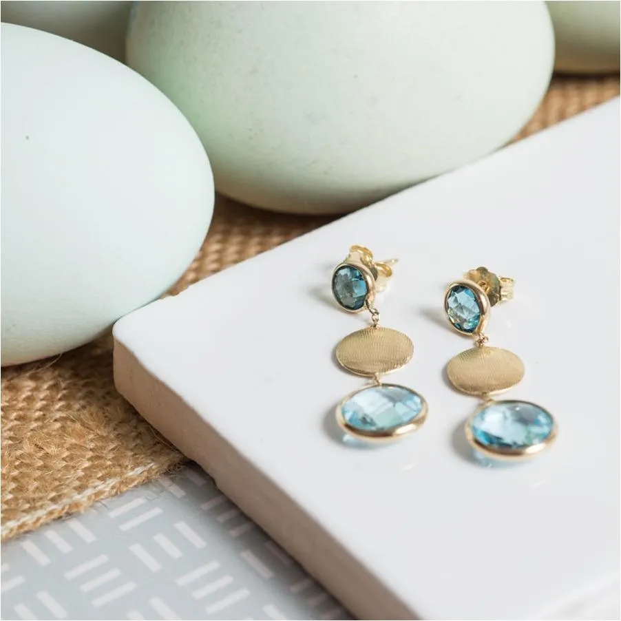 Como Blue Topaz, London Topaz & Yellow Gold Vermeil Earrings