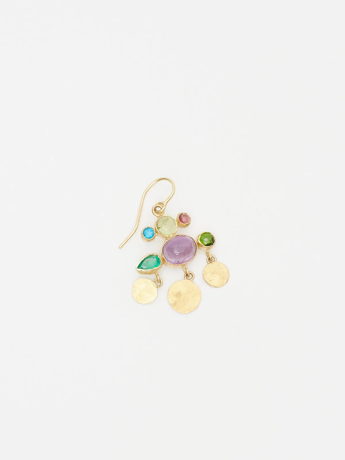 Confetti Multi-Gemstone Earrings with 22k Yellow Gold Squashes