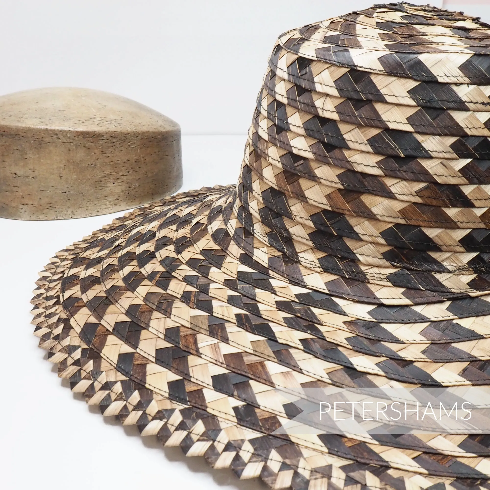 Contrasting Plaited Bark Straw Capeline Hat Body - 12-13"