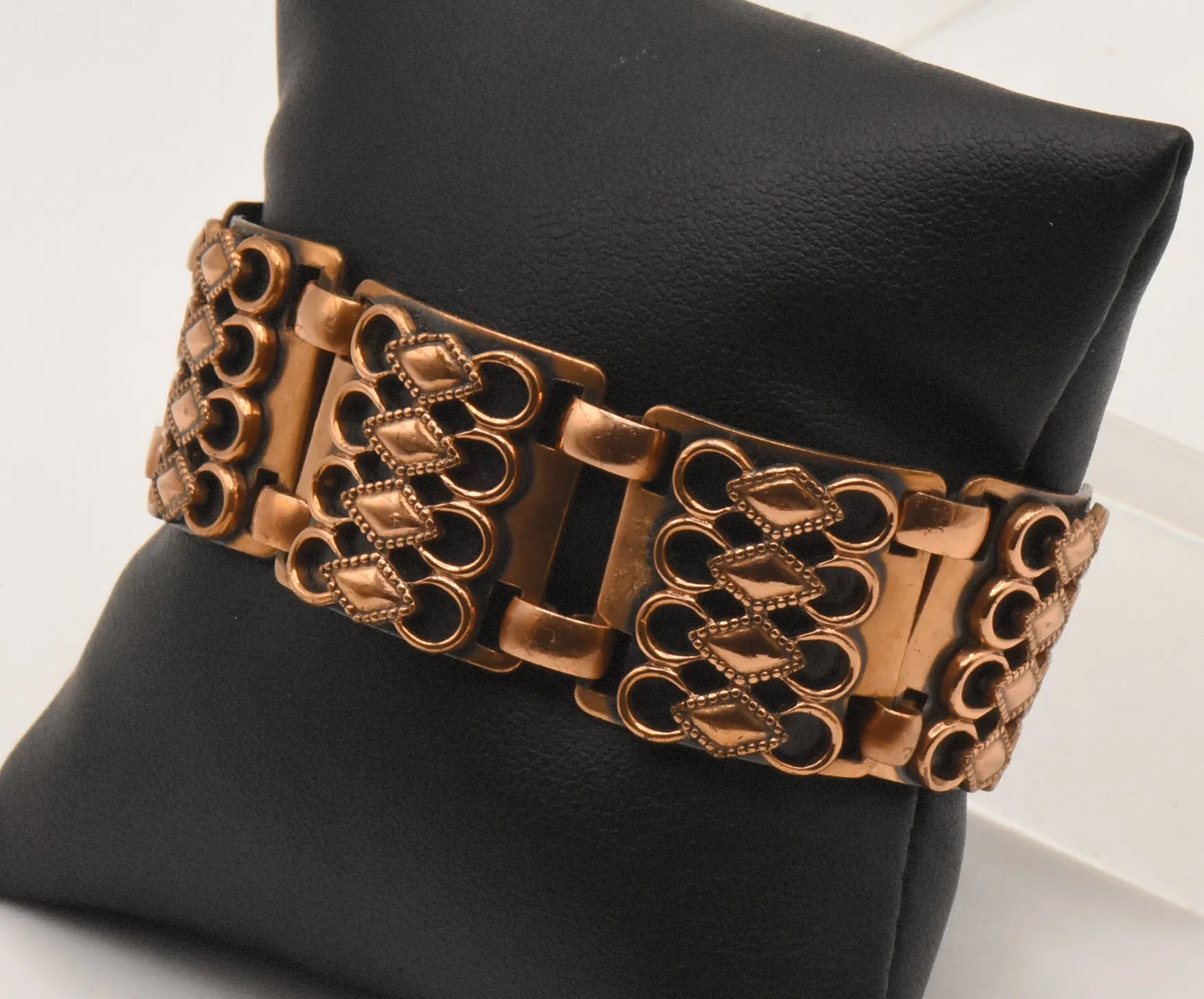 Copper Panel Filigree Design Bracelet - 7"