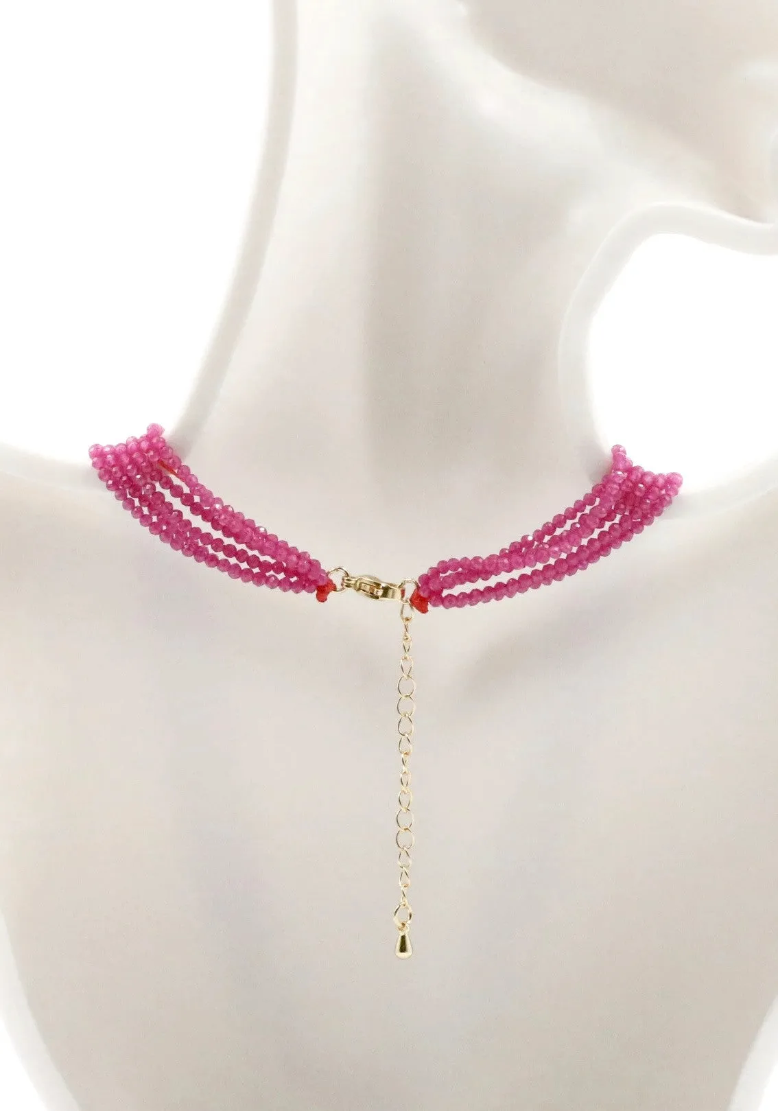 Created Ruby Necklace Layered Necklace Gemstone Necklace Clasp Necklace Fuchsia Necklace Faceted Necklace Beaded Necklace SKU 6143215