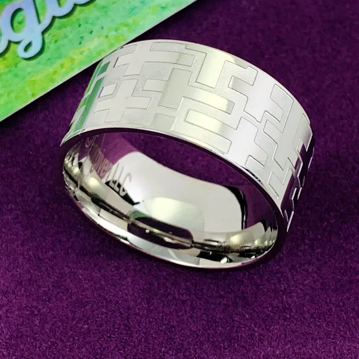 Cross Ring Mens Wide Band Ring